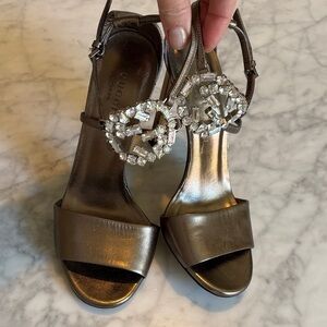 Gucci Women's Metallic Bronze Heels with Crystal Accents